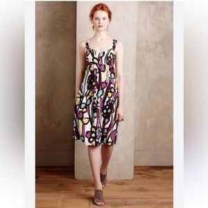 ANTHROPOLOGIE ABSTRACT FLORAL TANK DRESS by TABITHA size 4.
